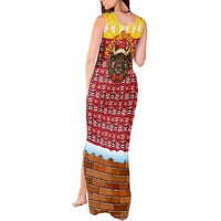 Spain Christmas Tank Maxi Dress with Santa Bull Brick Chimney Wreath and Festive Holiday - Wonder Print Shop
