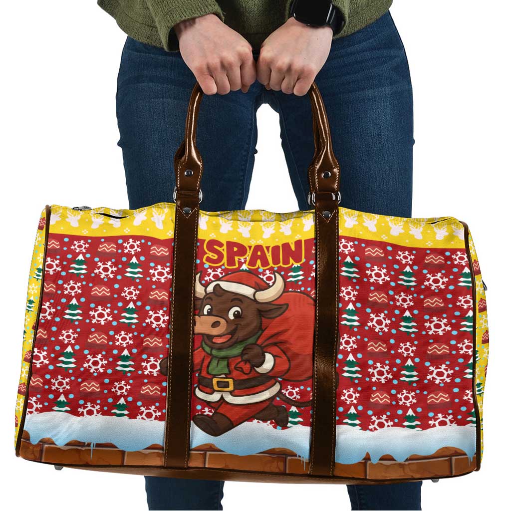 Spain Christmas Travel Bag with Santa Bull Brick Chimney Wreath and Festive Holiday - Wonder Print Shop