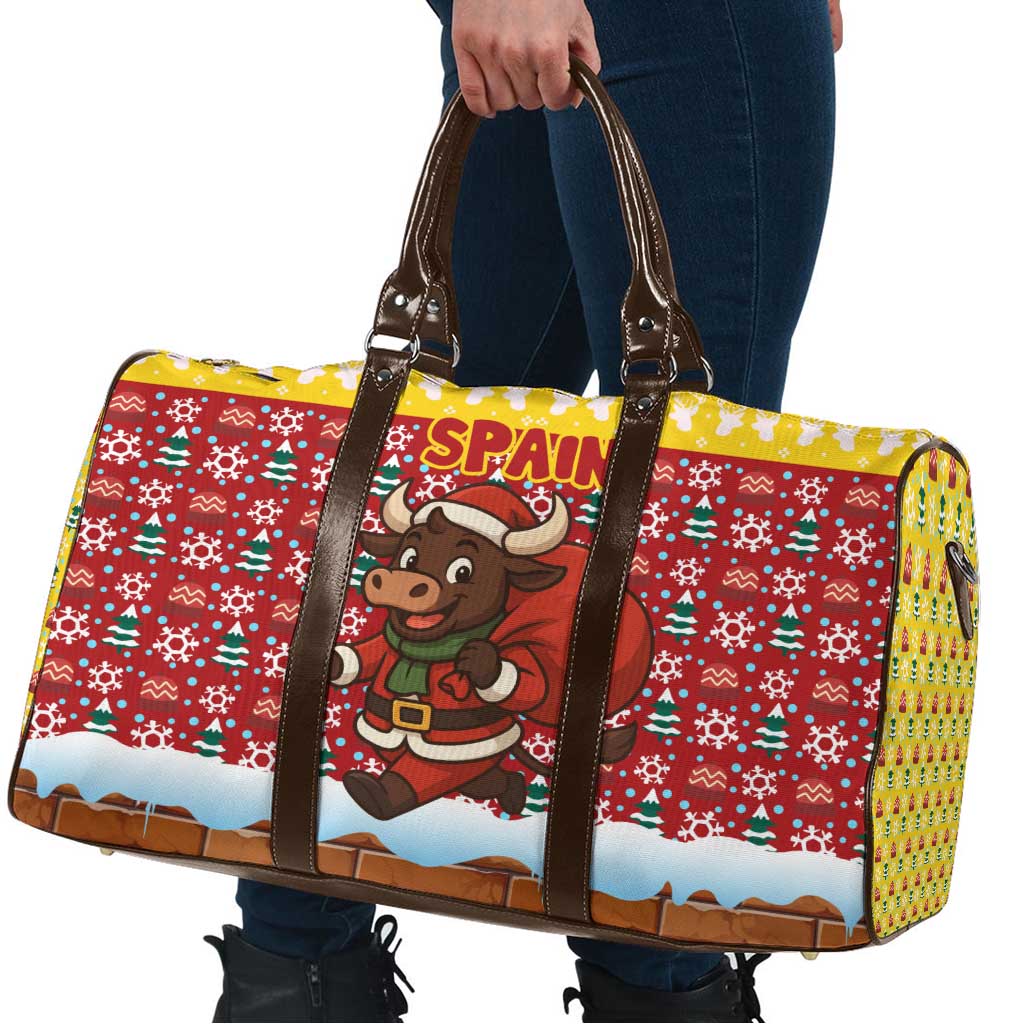Spain Christmas Travel Bag with Santa Bull Brick Chimney Wreath and Festive Holiday - Wonder Print Shop