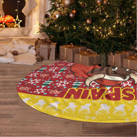 Spain Christmas Tree Skirt with Santa Bull Brick Chimney Wreath and Festive Holiday - Wonder Print Shop
