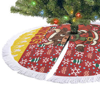Spain Christmas Tree Skirt with Santa Bull Brick Chimney Wreath and Festive Holiday - Wonder Print Shop