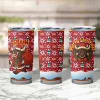 Spain Christmas Tumbler Cup with Santa Bull Brick Chimney Wreath and Festive Holiday - Wonder Print Shop