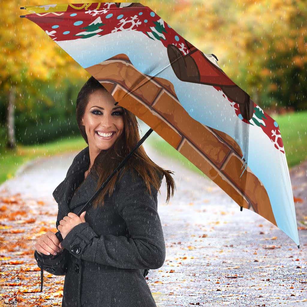 Spain Christmas Umbrella with Santa Bull Brick Chimney Wreath and Festive Holiday - Wonder Print Shop