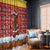 Spain Christmas Window Curtain with Santa Bull Brick Chimney Wreath and Festive Holiday - Wonder Print Shop