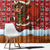 Spain Christmas Window Curtain with Santa Bull Brick Chimney Wreath and Festive Holiday - Wonder Print Shop
