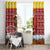 Spain Christmas Window Curtain with Santa Bull Brick Chimney Wreath and Festive Holiday - Wonder Print Shop