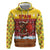 Spain Christmas Zip Hoodie with Santa Bull Brick Chimney Wreath and Festive Holiday - Wonder Print Shop