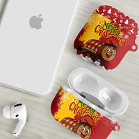Spain Christmas AirPods Case with Tio de Nadal Log Snowflakes Spanish Flag and Holiday Wreath - Wonder Print Shop