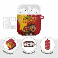 Spain Christmas AirPods Case with Tio de Nadal Log Snowflakes Spanish Flag and Holiday Wreath - Wonder Print Shop