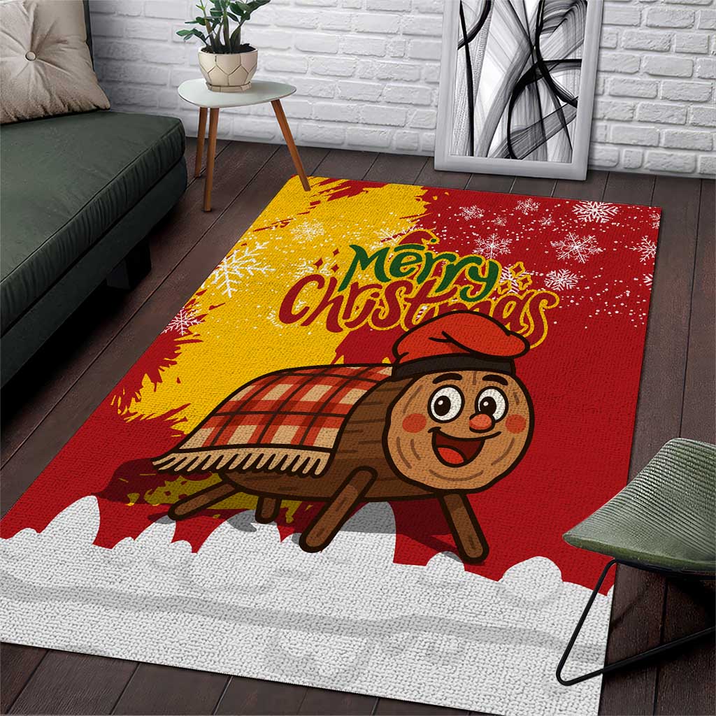 Spain Christmas Area Rug with Tio de Nadal Log Snowflakes Spanish Flag and Holiday Wreath - Wonder Print Shop