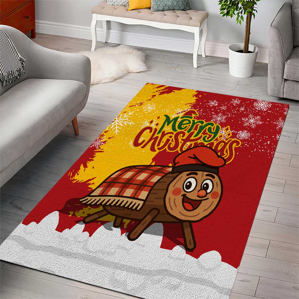 Spain Christmas Area Rug with Tio de Nadal Log Snowflakes Spanish Flag and Holiday Wreath - Wonder Print Shop