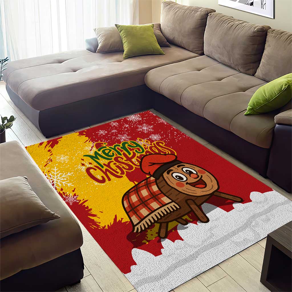 Spain Christmas Area Rug with Tio de Nadal Log Snowflakes Spanish Flag and Holiday Wreath - Wonder Print Shop