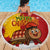 Spain Christmas Beach Blanket with Tio de Nadal Log Snowflakes Spanish Flag and Holiday Wreath - Wonder Print Shop