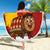 Spain Christmas Beach Blanket with Tio de Nadal Log Snowflakes Spanish Flag and Holiday Wreath - Wonder Print Shop