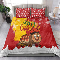 Spain Christmas Bedding Set with Tio de Nadal Log Snowflakes Spanish Flag and Holiday Wreath - Wonder Print Shop