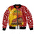 Spain Christmas Bomber Jacket with Tio de Nadal Log Snowflakes Spanish Flag and Holiday Wreath - Wonder Print Shop