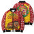 Spain Christmas Bomber Puffer Jacket with Tio de Nadal Log Snowflakes Spanish Flag and Holiday Wreath - Wonder Print Shop