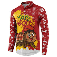 Spain Christmas Button Sweatshirt with Tio de Nadal Log Snowflakes Spanish Flag and Holiday Wreath - Wonder Print Shop