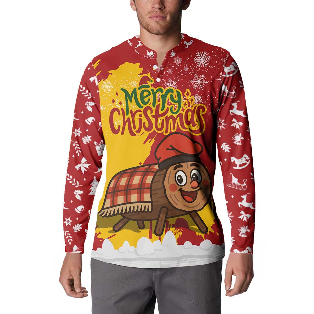 Spain Christmas Button Sweatshirt with Tio de Nadal Log Snowflakes Spanish Flag and Holiday Wreath - Wonder Print Shop