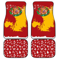 Spain Christmas Car Mats with Tio de Nadal Log Snowflakes Spanish Flag and Holiday Wreath - Wonder Print Shop