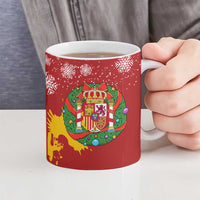 Spain Christmas Ceramic Mug with Tio de Nadal Log Snowflakes Spanish Flag and Holiday Wreath - Wonder Print Shop