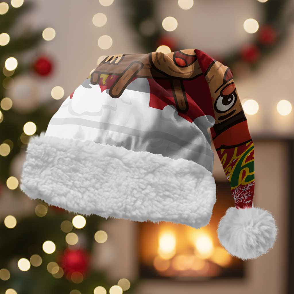 Spain Christmas Santa Hat with Tio de Nadal Log Snowflakes Spanish Flag and Holiday Wreath - Wonder Print Shop