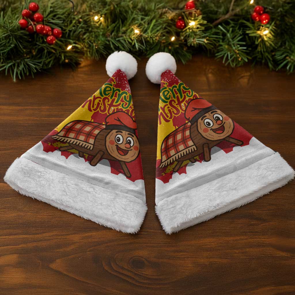Spain Christmas Santa Hat with Tio de Nadal Log Snowflakes Spanish Flag and Holiday Wreath - Wonder Print Shop