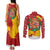 Spain Christmas Couples Matching Tank Maxi Dress and Long Sleeve Button Shirt with Tio de Nadal Log Snowflakes Spanish Flag and Holiday Wreath - Wonder Print Shop