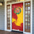Spain Christmas Door Cover with Tio de Nadal Log Snowflakes Spanish Flag and Holiday Wreath - Wonder Print Shop