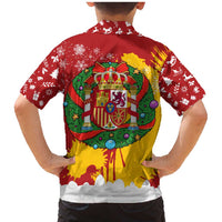 Spain Christmas Family Matching Mermaid Dress and Hawaiian Shirt with Tio de Nadal Log Snowflakes Spanish Flag and Holiday Wreath - Wonder Print Shop