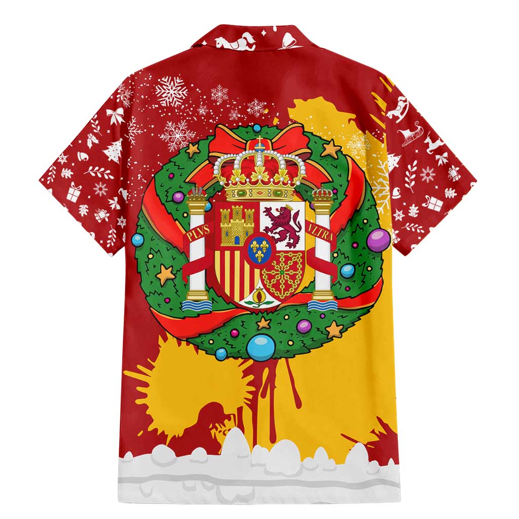 Spain Christmas Family Matching Mermaid Dress and Hawaiian Shirt with Tio de Nadal Log Snowflakes Spanish Flag and Holiday Wreath - Wonder Print Shop