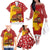 Spain Christmas Family Matching Off The Shoulder Long Sleeve Dress and Hawaiian Shirt with Tio de Nadal Log Snowflakes Spanish Flag and Holiday Wreath - Wonder Print Shop