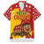 Spain Christmas Family Matching Off The Shoulder Long Sleeve Dress and Hawaiian Shirt with Tio de Nadal Log Snowflakes Spanish Flag and Holiday Wreath - Wonder Print Shop