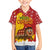 Spain Christmas Family Matching Off The Shoulder Long Sleeve Dress and Hawaiian Shirt with Tio de Nadal Log Snowflakes Spanish Flag and Holiday Wreath - Wonder Print Shop