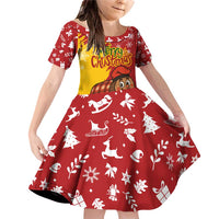 Spain Christmas Family Matching Off Shoulder Short Dress and Hawaiian Shirt with Tio de Nadal Log Snowflakes Spanish Flag and Holiday Wreath - Wonder Print Shop