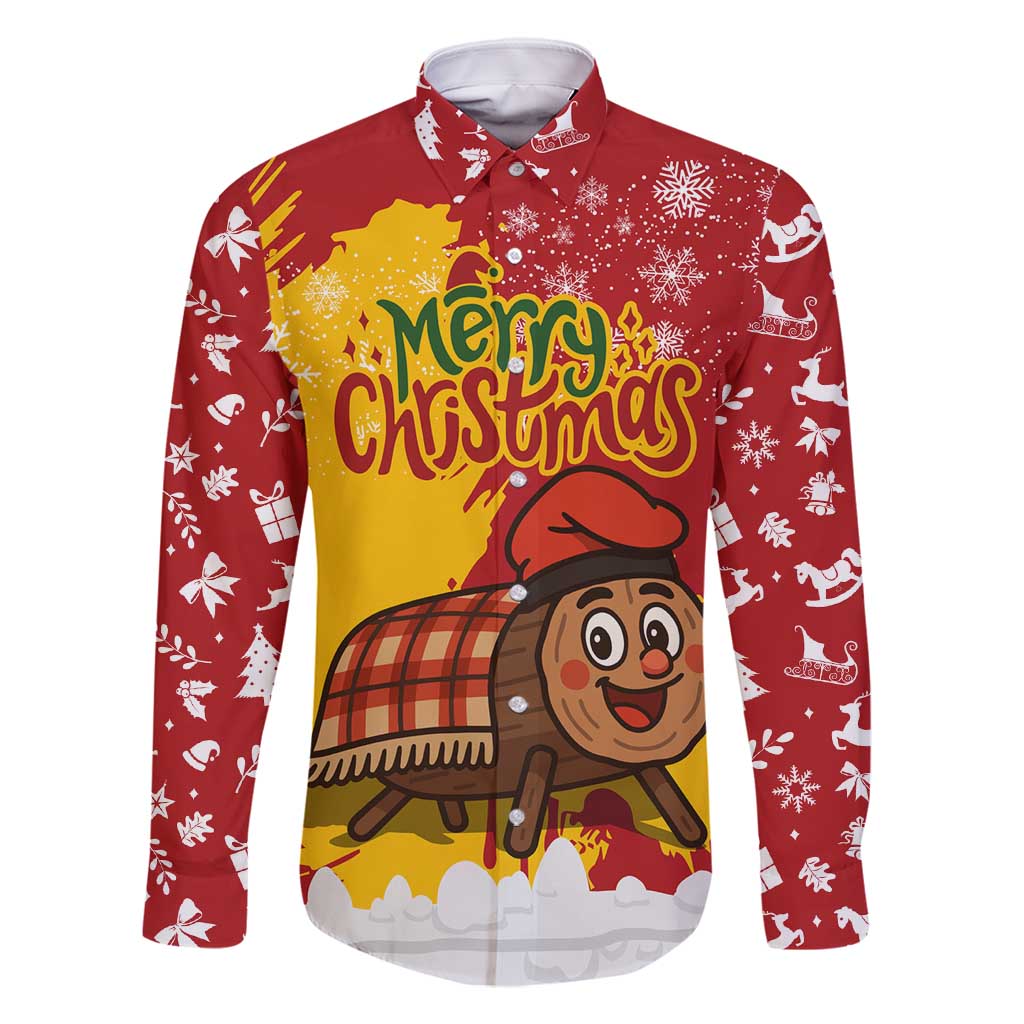 Spain Christmas Family Matching Off Shoulder Short Dress and Hawaiian Shirt with Tio de Nadal Log Snowflakes Spanish Flag and Holiday Wreath - Wonder Print Shop