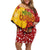 Spain Christmas Family Matching Off Shoulder Short Dress and Hawaiian Shirt with Tio de Nadal Log Snowflakes Spanish Flag and Holiday Wreath - Wonder Print Shop