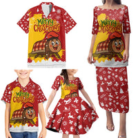Spain Christmas Family Matching Puletasi and Hawaiian Shirt with Tio de Nadal Log Snowflakes Spanish Flag and Holiday Wreath - Wonder Print Shop
