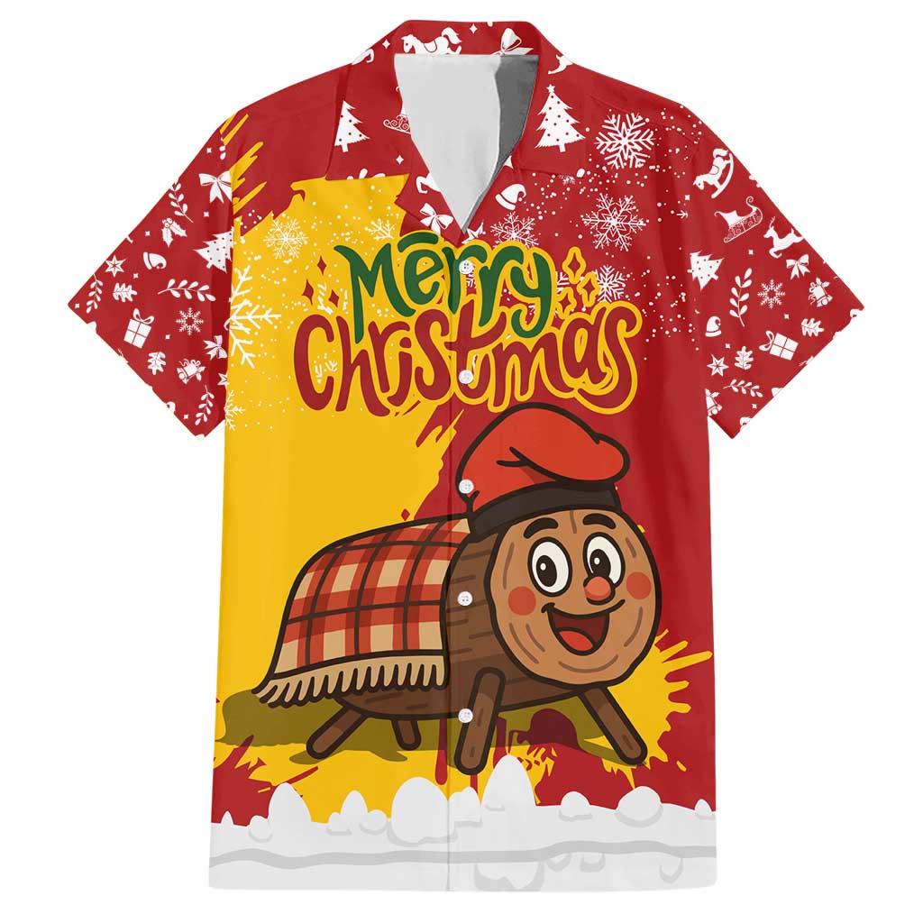 Spain Christmas Family Matching Short Sleeve Bodycon Dress and Hawaiian Shirt with Tio de Nadal Log Snowflakes Spanish Flag and Holiday Wreath - Wonder Print Shop
