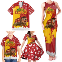 Spain Christmas Family Matching Tank Maxi Dress and Hawaiian Shirt with Tio de Nadal Log Snowflakes Spanish Flag and Holiday Wreath - Wonder Print Shop