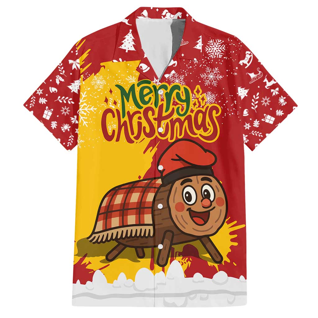 Spain Christmas Hawaiian Shirt with Tio de Nadal Log Snowflakes Spanish Flag and Holiday Wreath - Wonder Print Shop