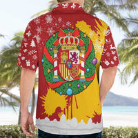 Spain Christmas Hawaiian Shirt with Tio de Nadal Log Snowflakes Spanish Flag and Holiday Wreath - Wonder Print Shop