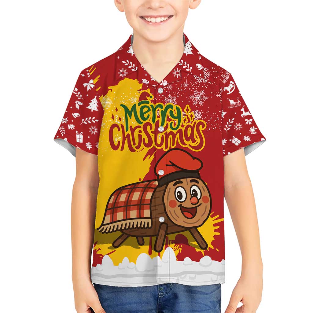 Spain Christmas Hawaiian Shirt with Tio de Nadal Log Snowflakes Spanish Flag and Holiday Wreath - Wonder Print Shop