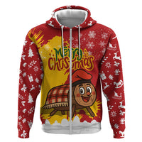 Spain Christmas Hoodie with Tio de Nadal Log Snowflakes Spanish Flag and Holiday Wreath - Wonder Print Shop
