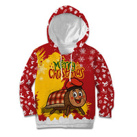 Spain Christmas Kid Hoodie with Tio de Nadal Log Snowflakes Spanish Flag and Holiday Wreath - Wonder Print Shop