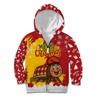 Spain Christmas Kid Hoodie with Tio de Nadal Log Snowflakes Spanish Flag and Holiday Wreath - Wonder Print Shop