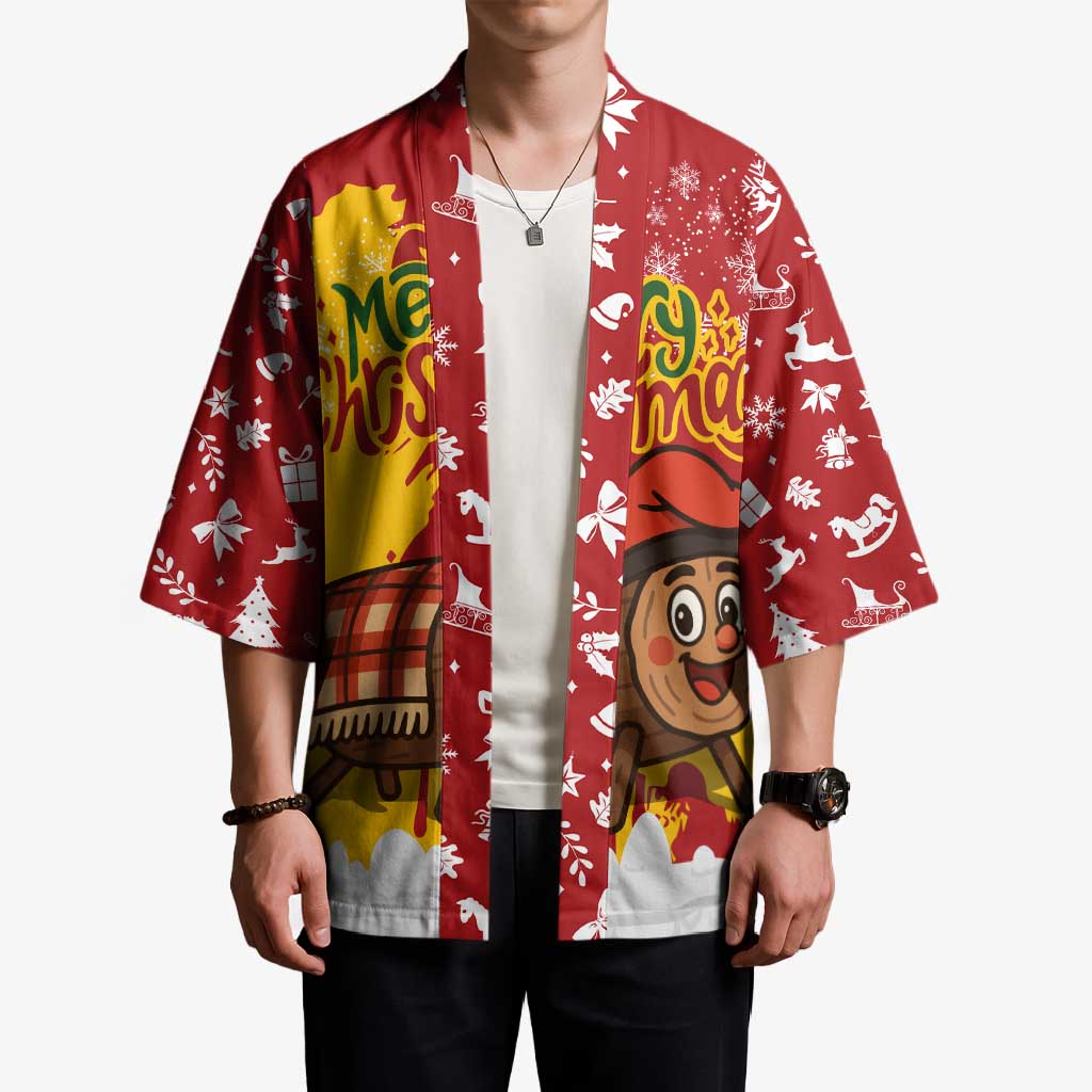 Spain Christmas Kimono with Tio de Nadal Log Snowflakes Spanish Flag and Holiday Wreath - Wonder Print Shop