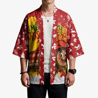 Spain Christmas Kimono with Tio de Nadal Log Snowflakes Spanish Flag and Holiday Wreath - Wonder Print Shop