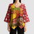 Spain Christmas Kimono Sleeve Blouse with Tio de Nadal Log Snowflakes Spanish Flag and Holiday Wreath - Wonder Print Shop