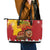 Spain Christmas Leather Tote Bag with Tio de Nadal Log Snowflakes Spanish Flag and Holiday Wreath - Wonder Print Shop